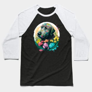 Irish Wolfhound Easter Egg Spring Floral Paint Splatter Dog Lover Art Baseball T-Shirt